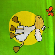 KUPONY Č.180-Látka bavlna ,vzor zelená ovečka 87/150cm