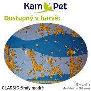 KUPONY Č 280-Látka bavlna ,modrá žirafa,120/60cm
