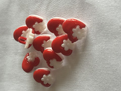 Červené srdíčka knoflíky, á 1ks nebo balení 10ks 