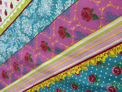 Látka bavlna růže patchwork pruhy   á 1m 